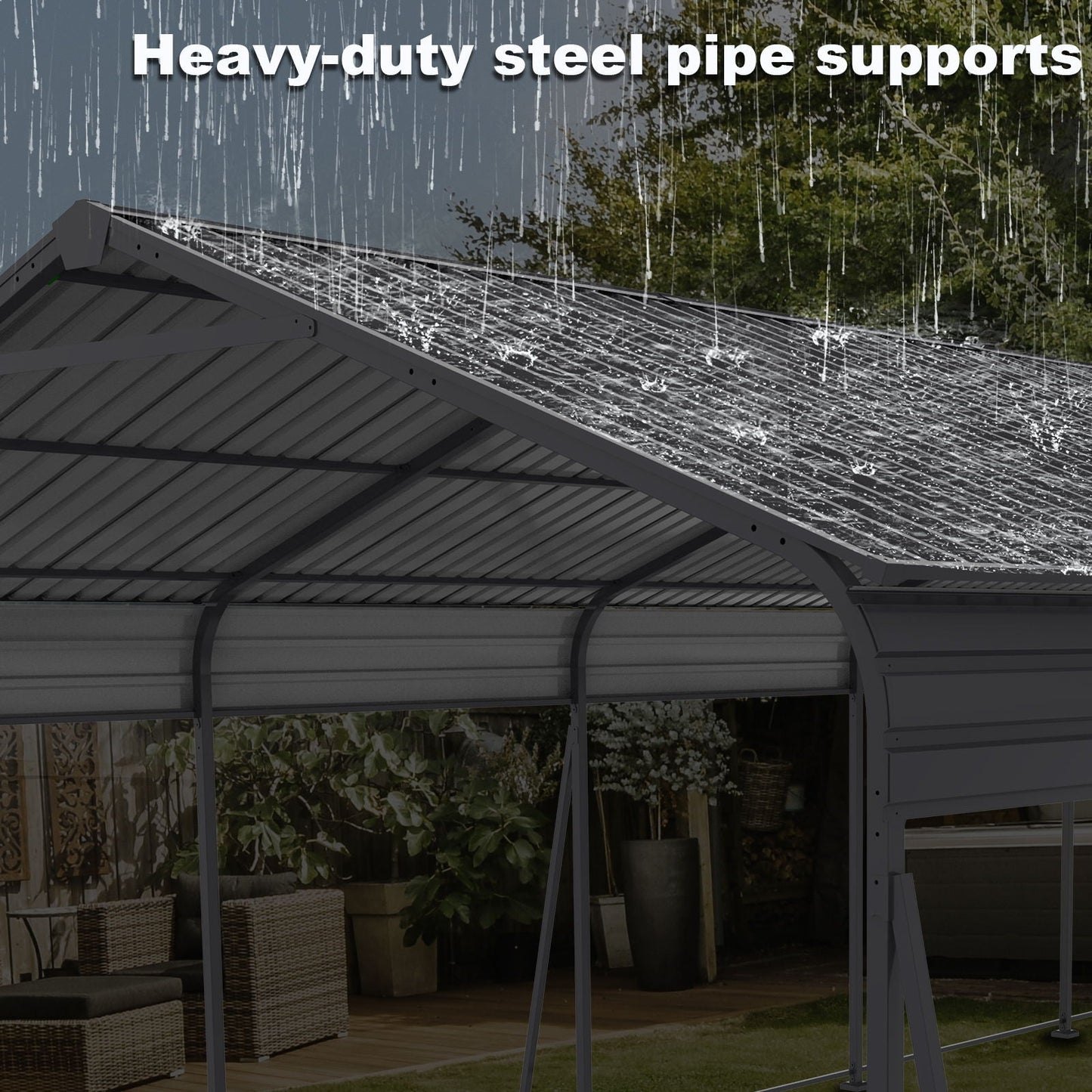 Heavy Duty Galvanized Carport 13x26.5 Ft Gray