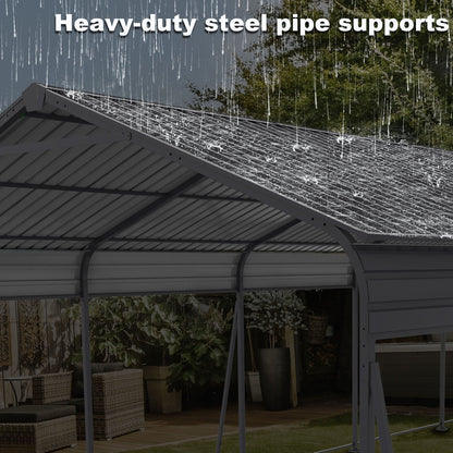 Heavy Duty Galvanized Carport 13x26.5 Ft Gray