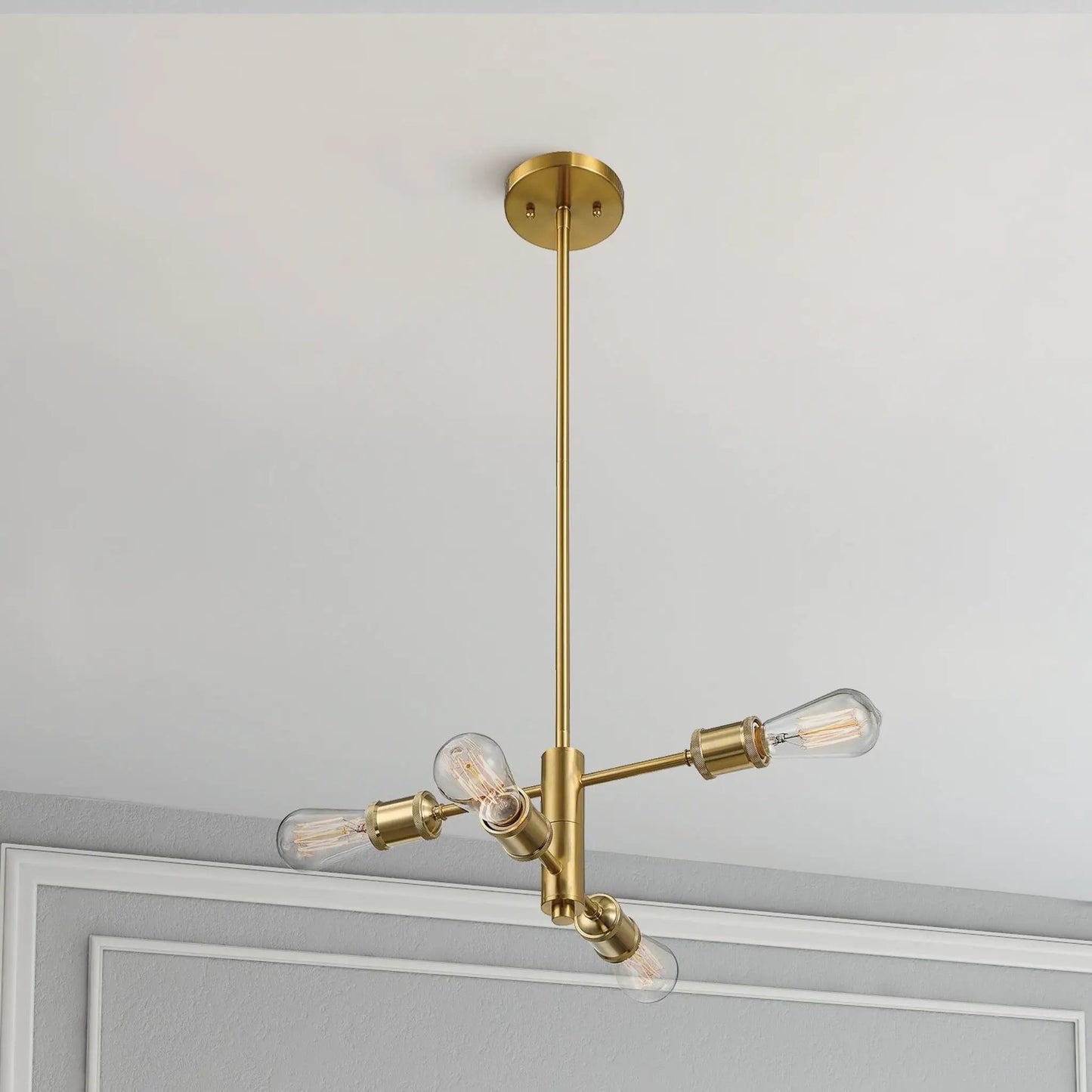 Chandelier Trellis 4-light gold with clear Edison bulbs by Unique Piece Furniture on Tampa Home & Garden Store