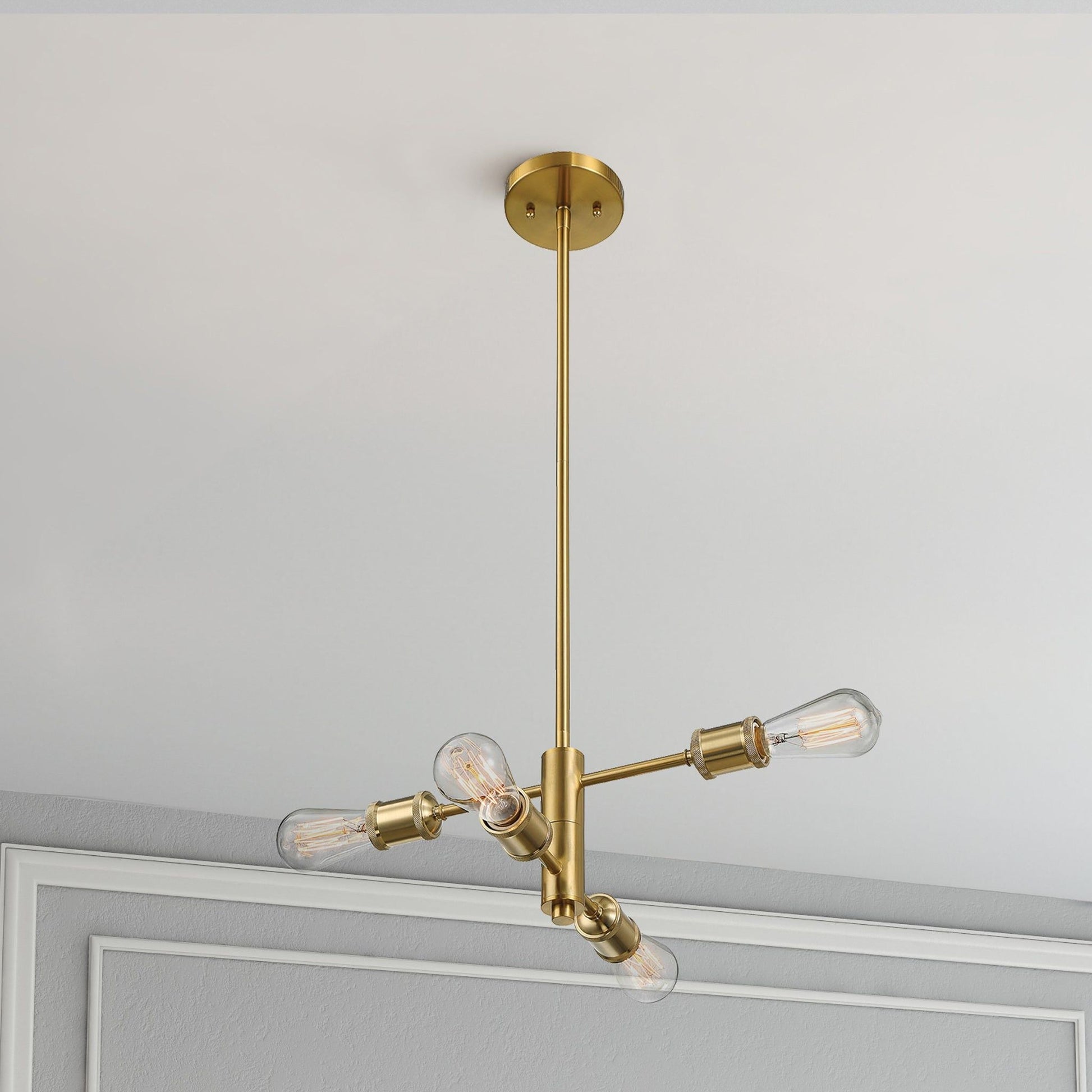 Trellis 4-light gold chandelier with clear Edison bulbs on Tampa Home & Garden Store