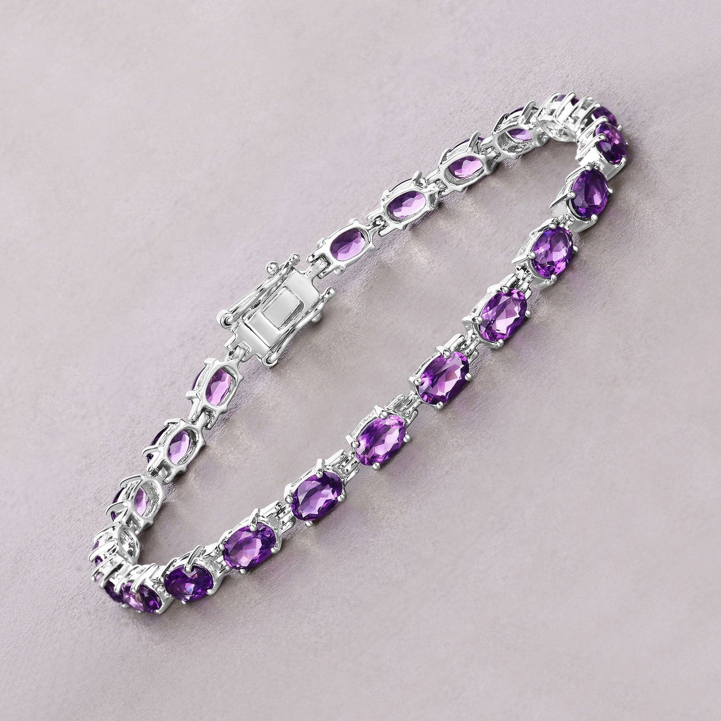 Bracelet 7.98ct genuine amethyst set in .925 sterling silver with oval purple stones, secure clasp on Tampa Home & Garden Store