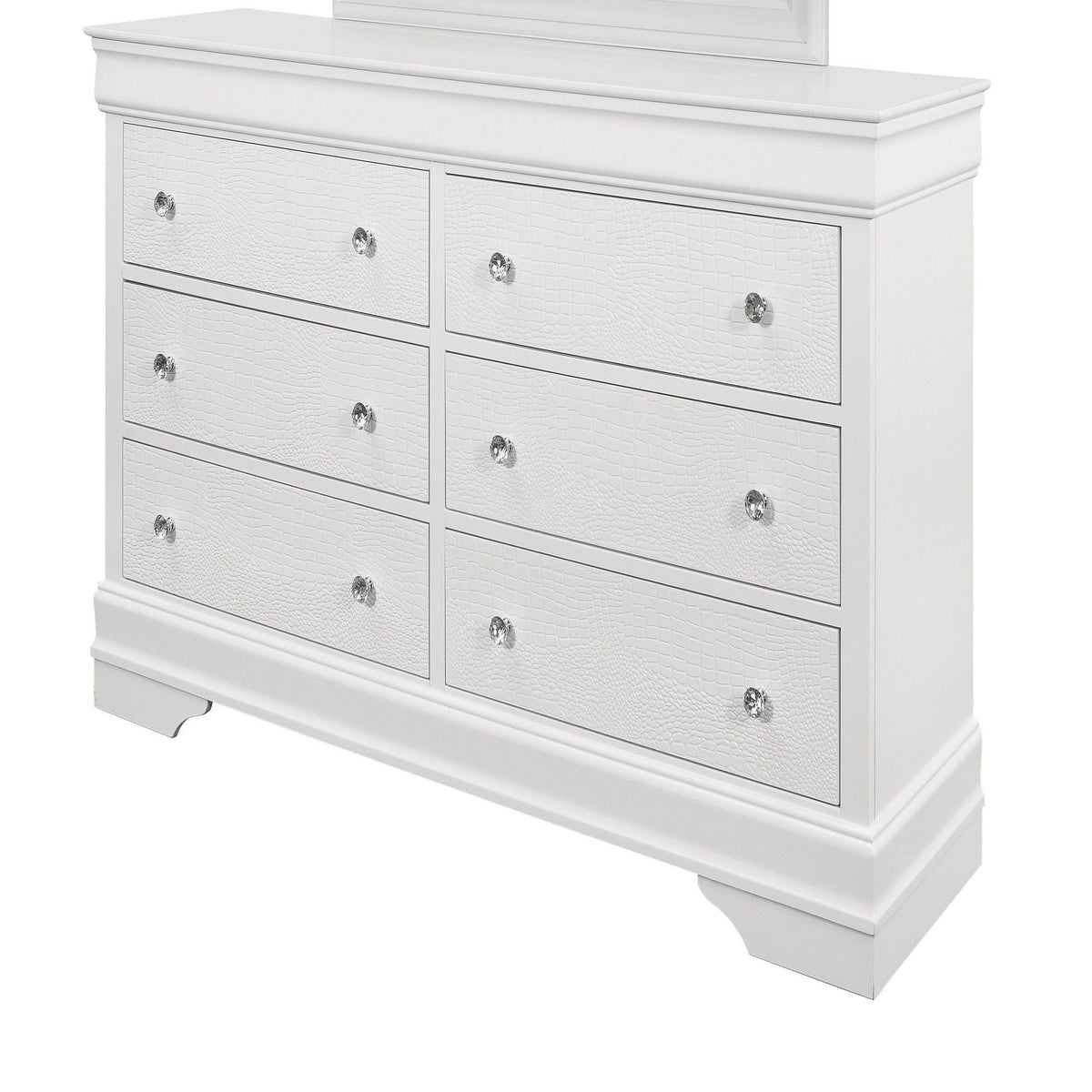 Dark gray crocodile-textured dresser with sparkling crystal knobs by HouseOfZazla on Tampa Home & Garden Store