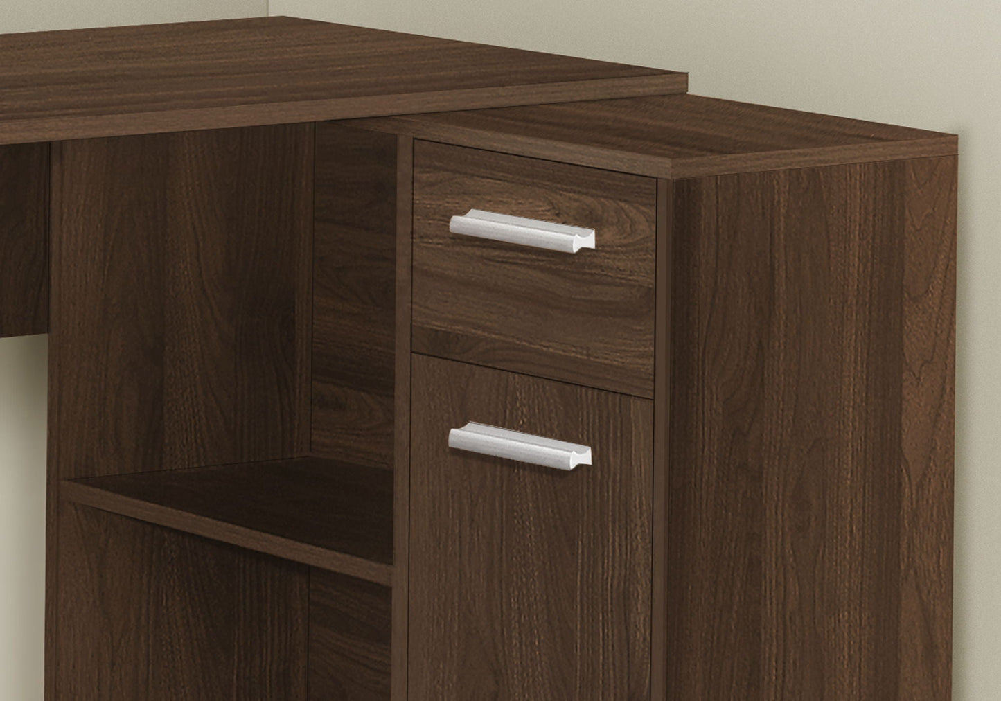 Corner desk in dark walnut with storage drawers, Unique Piece Furniture on Tampa Home & Garden Store