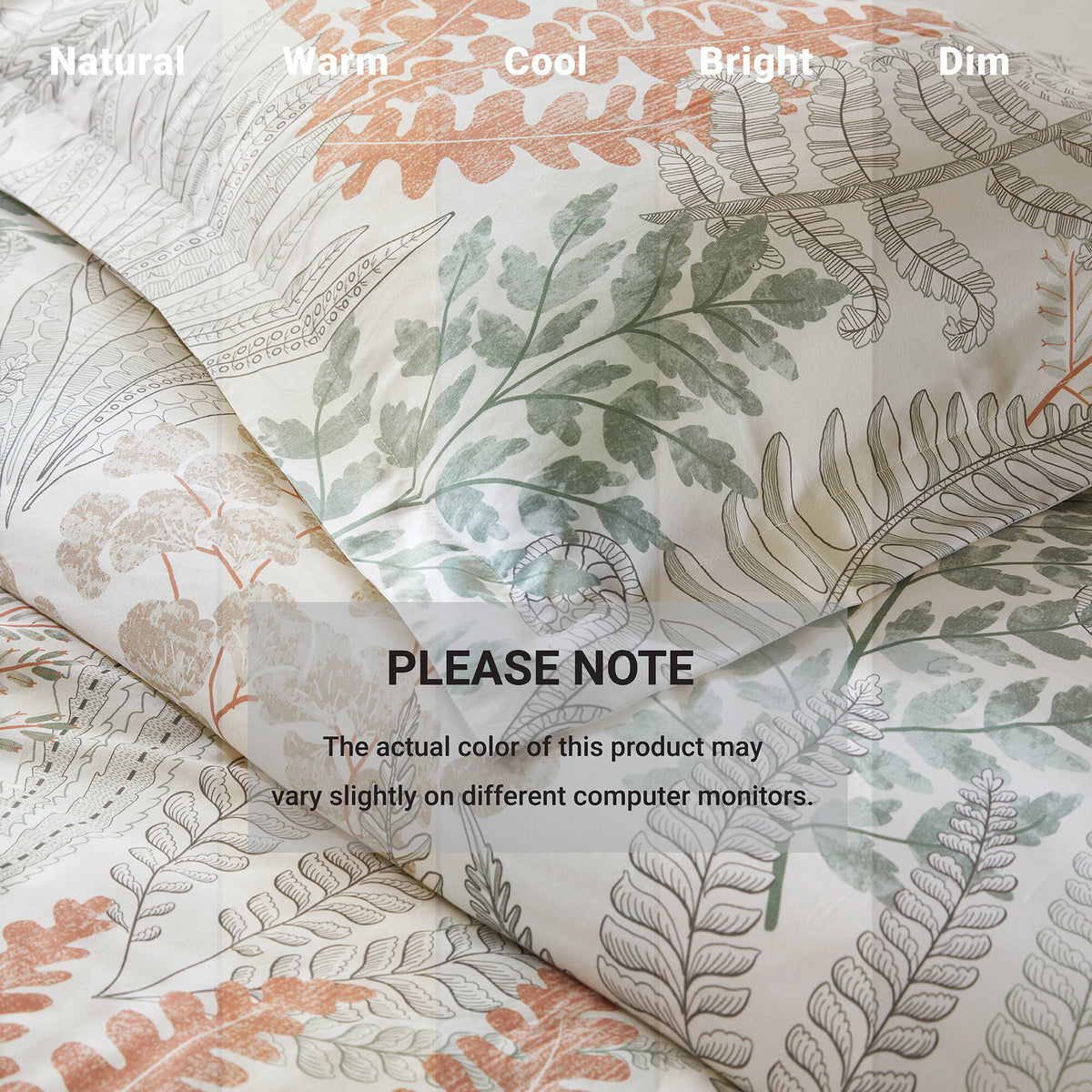 Cotton Sateen Duvet Cover Set for Full/Queen by HouseOfZazla with peach and green botanical print on Tampa Home & Garden Store