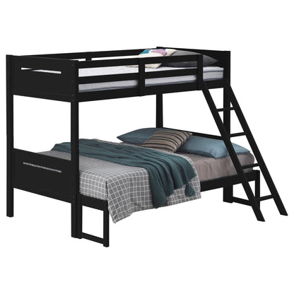 Bunk bed with built-in ladder and guardrails in black angled access step HouseOfZazla on Tampa Home & Garden Store