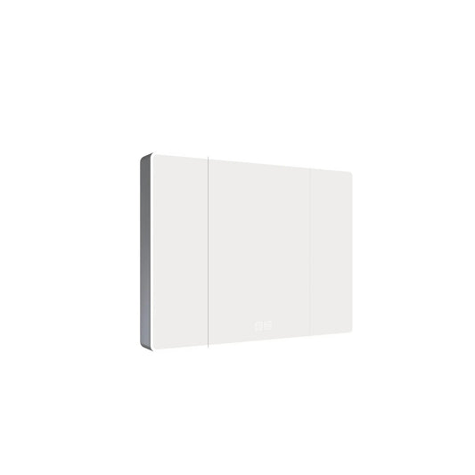 Aluminium medicine cabinet mirror with LED light and defogging, gray finish on Tampa Home & Garden Store