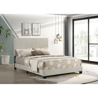 Efram panel bed upholstered in light gray fabric, platform bed by HouseOfZazla on Tampa Home & Garden Store