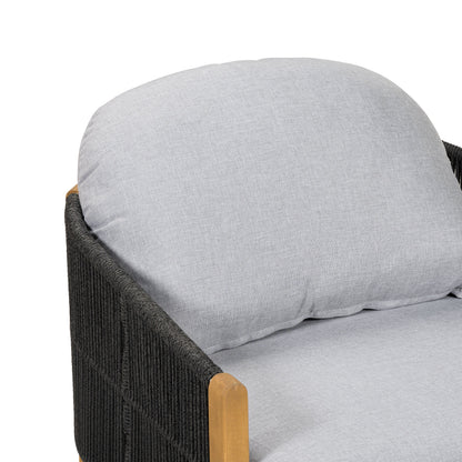 Acacia Wood and Woven Rope Outdoor Club Chair