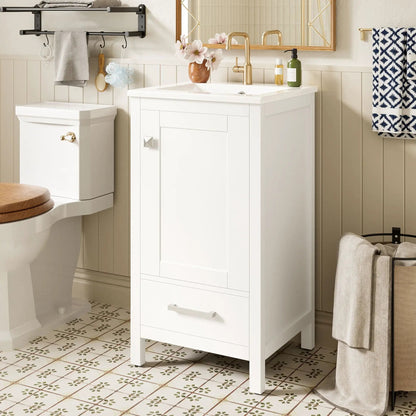 Bathroom Vanity Ceramic Sink and Divider Drawer