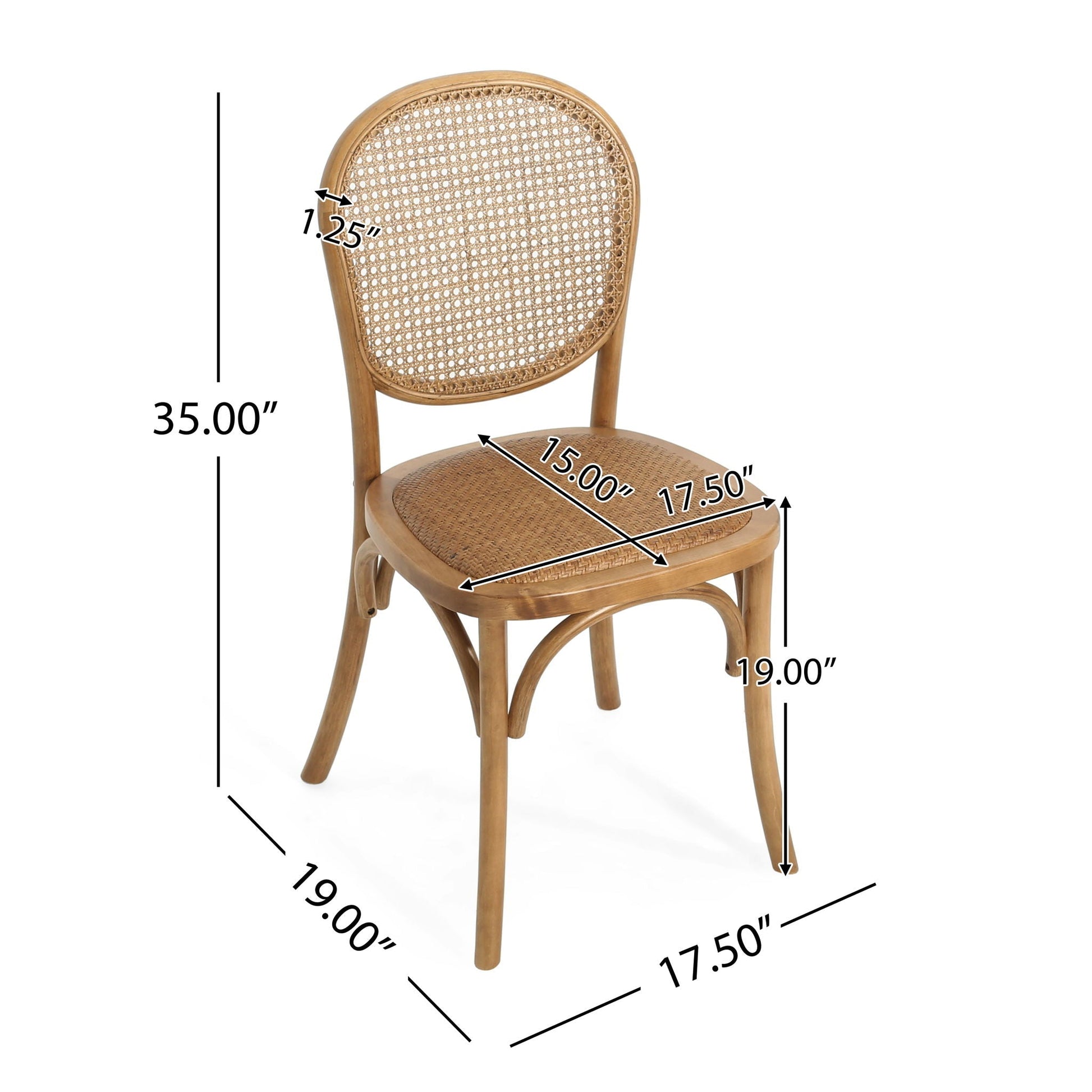 Vintage-style dining chairs set of 2 with natural wood frames and caned back and seat on Tampa Home & Garden Store