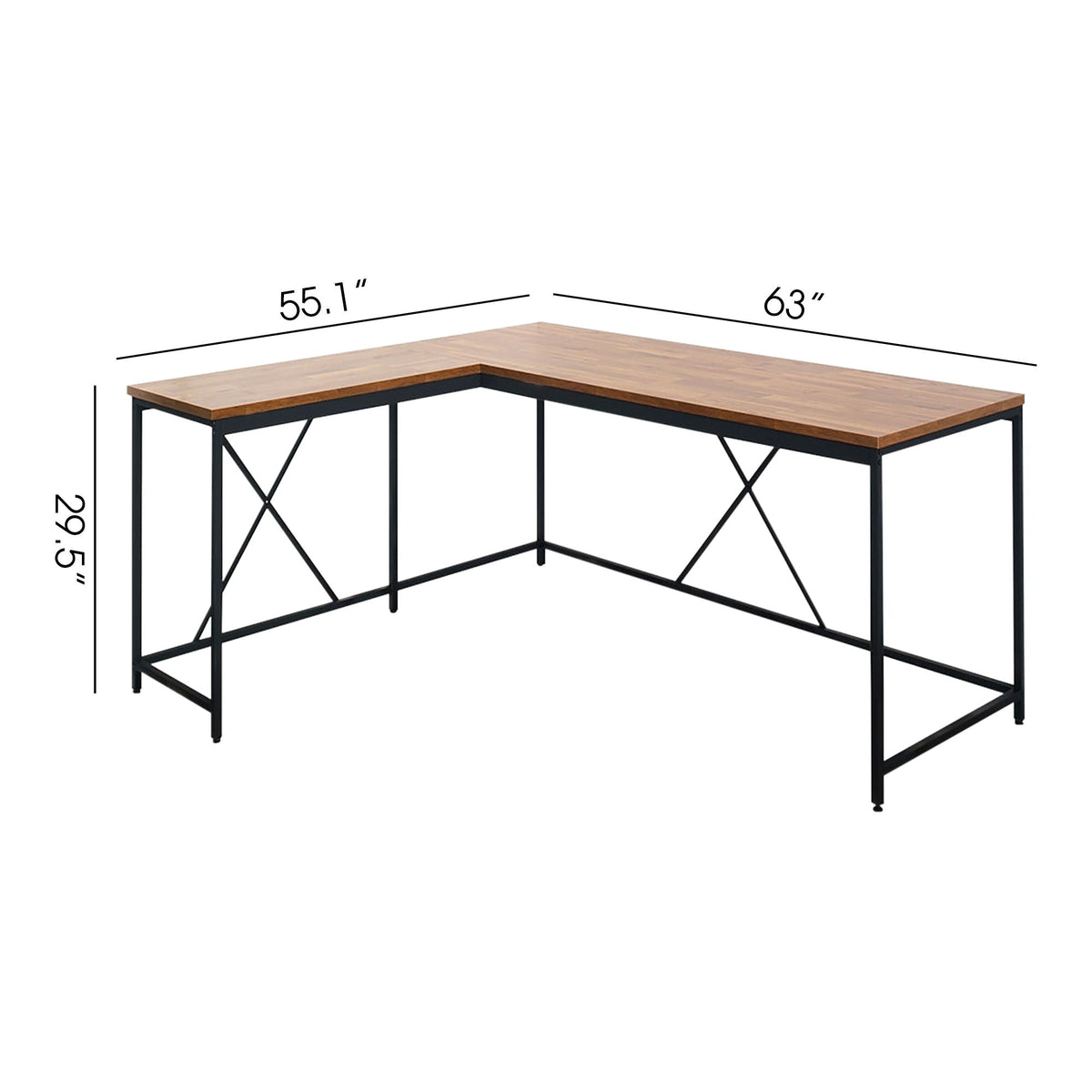Olympus Corner Desk by HouseOfZazla with eco-friendly board, wood top and black metal frame on Tampa Home & Garden Store
