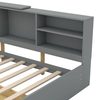 Platform bed with storage headboard and 2 drawers in gray by Unique Piece Furniture on Tampa Home & Garden Store