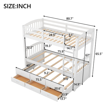Bunk Bed With Trundle And Drawers, white finish, arched headboard and footboard, HouseOfZazla on Tampa Home & Garden Store