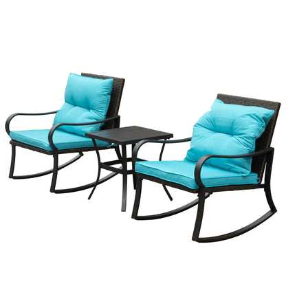 Metal Patio Rocking Bench and Two Cushions