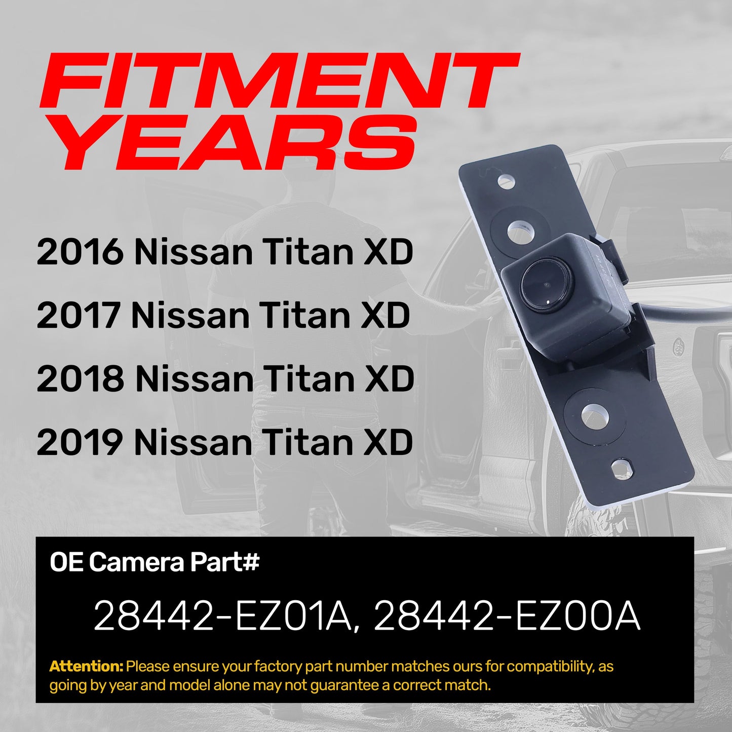 Nissan Titan XD backup cam by Master Tailgaters, black housing, 28442-EZ00A/28442-EZ01A on Tampa Home & Garden Store