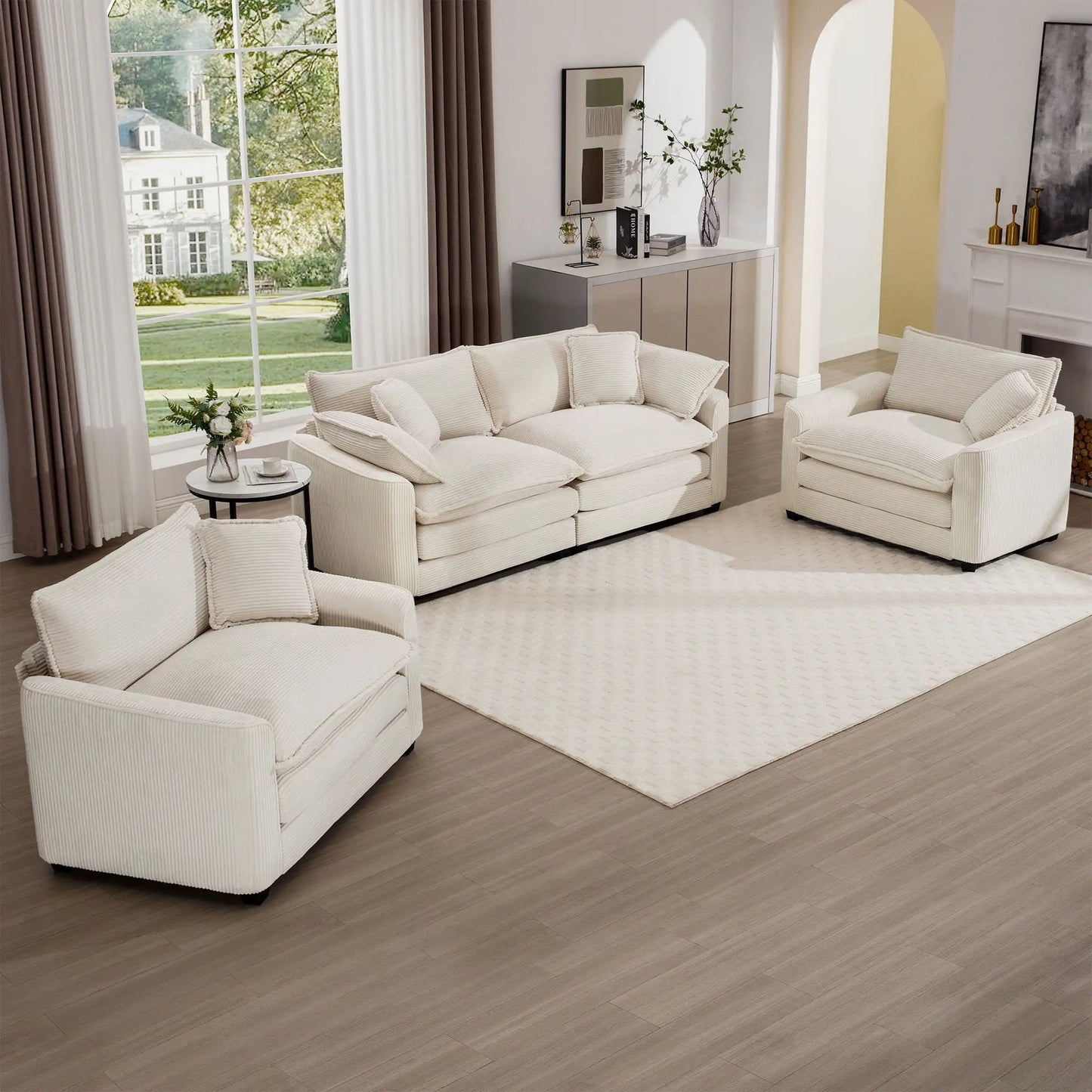 Elegant Sectional Sofa Set with Deep Seats