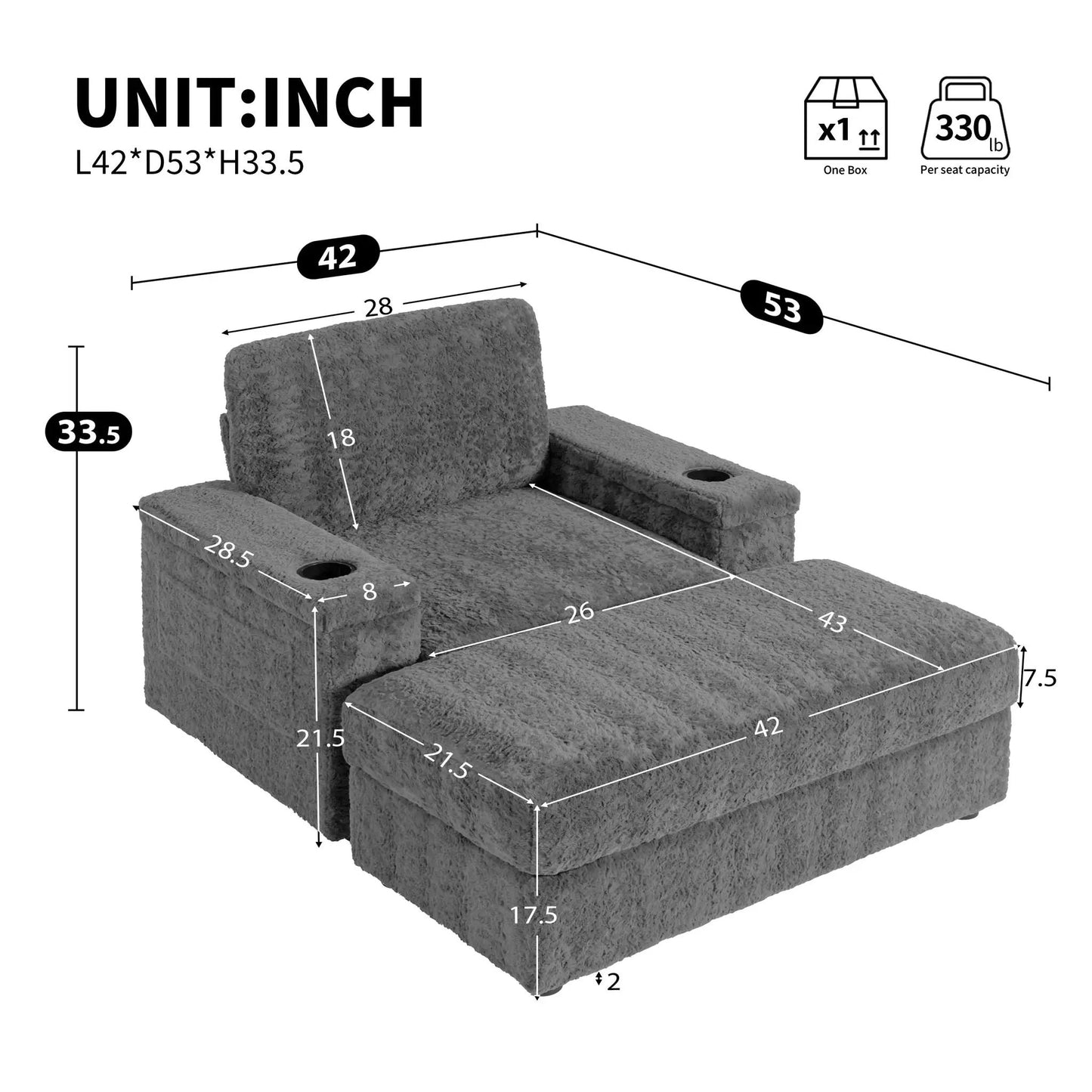 Oversized Chaise Lounge Rabbit Fur Sofa Bed