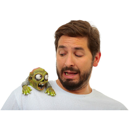 Shoulder Buddy Zombie by SCREAMIUM, green zombie perched on shoulder on Tampa Home & Garden Store