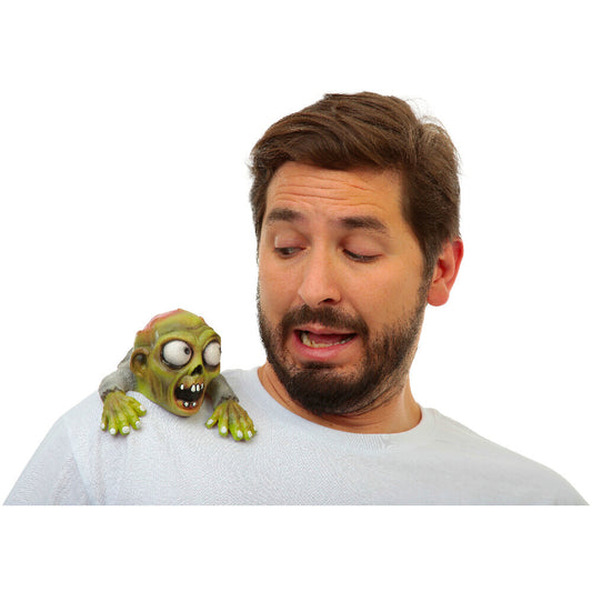 Shoulder Buddy Zombie by SCREAMIUM, green zombie perched on shoulder on Tampa Home & Garden Store