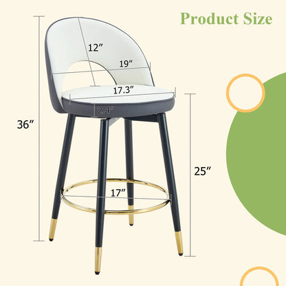 Upholstered Rotatable Bar Chair with Metal Legs