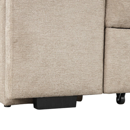 Modern sleeper sectional sofa in beige fabric with black legs on Tampa Home & Garden Store