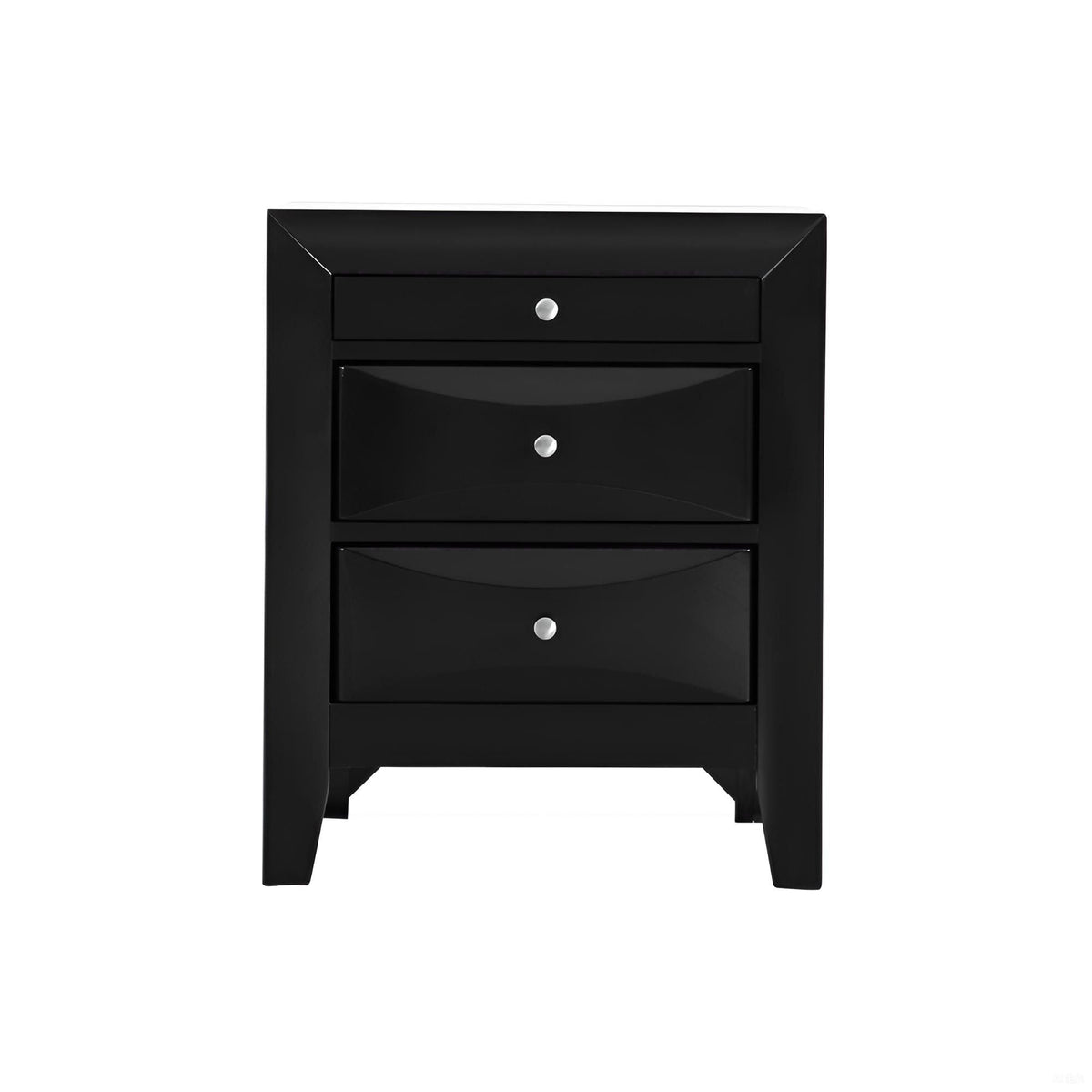 Accent nightstand in black with molded resin veneer, 3 drawers and silver knobs by HouseOfZazla on Tampa Home & Garden Store