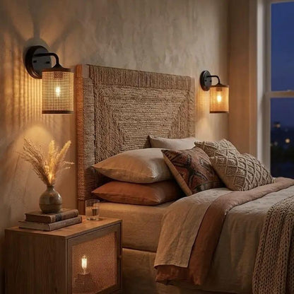 Reef Rustic Wicker Wall Sconce with Natural Shade