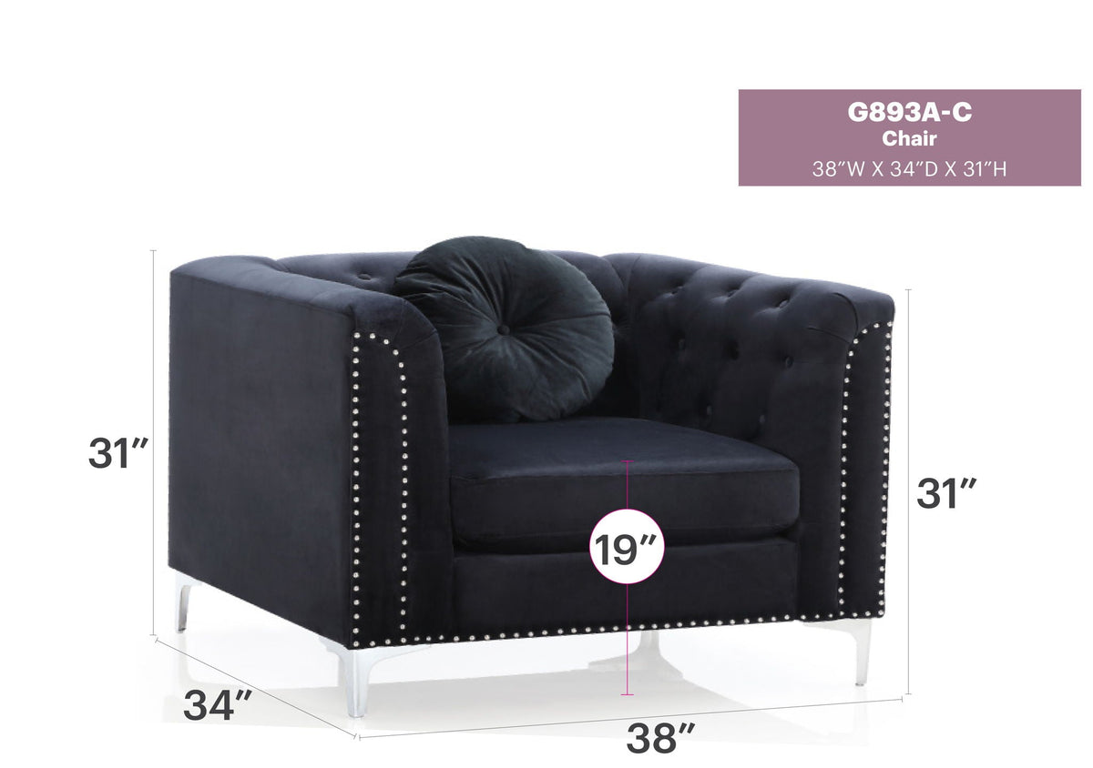 Contemporary sloped-arm chair in black micro suede with tufted back and nailhead trim HouseOfZazla on Tampa Home & Garden Store
