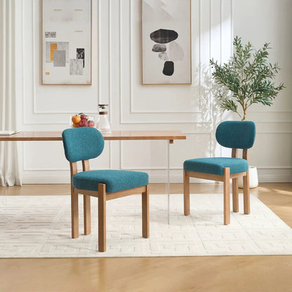 Dining chairs set 2, teal fabric seats with ergonomic backrest by Unique Piece Furniture on Tampa Home & Garden Store