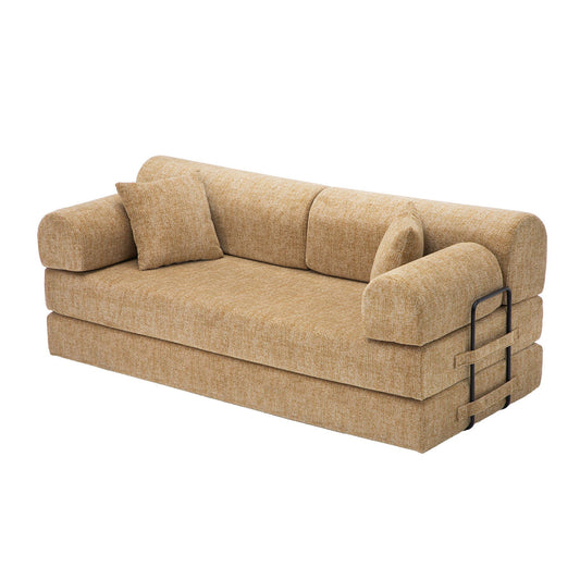 Modern Two Tone Fabric Sofa and Convertible Bed
