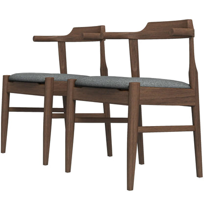 Leon mid-century dining chair set of 2 in dark walnut with gray upholstered seats on Tampa Home & Garden Store