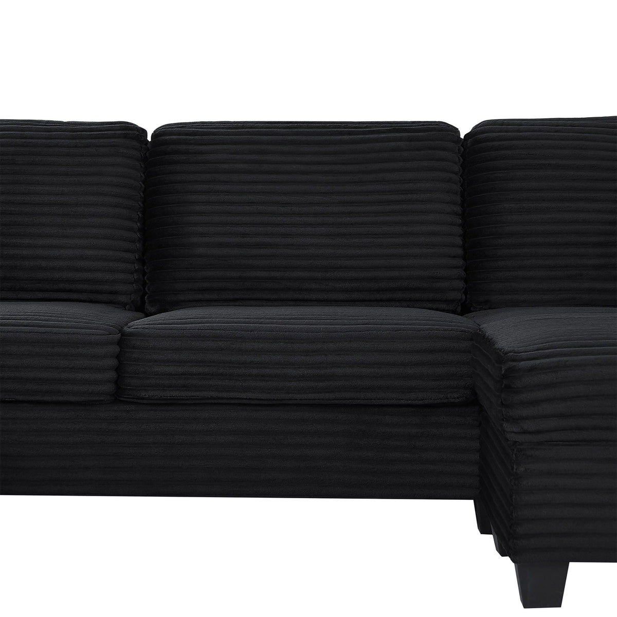 U-shaped sectional sofa cushions in black ribbed upholstery from a 2-piece set by HouseOfZazla on Tampa Home & Garden Store