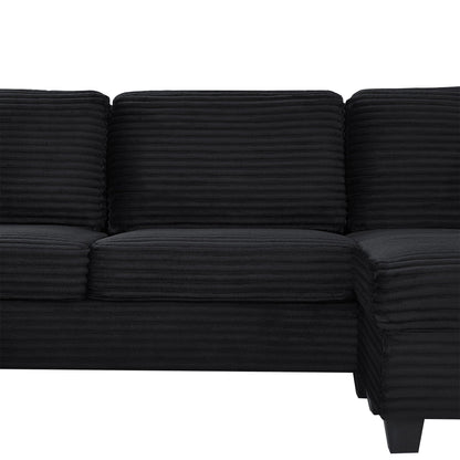 U-shaped sectional sofa cushions in black ribbed upholstery from a 2-piece set by HouseOfZazla on Tampa Home & Garden Store