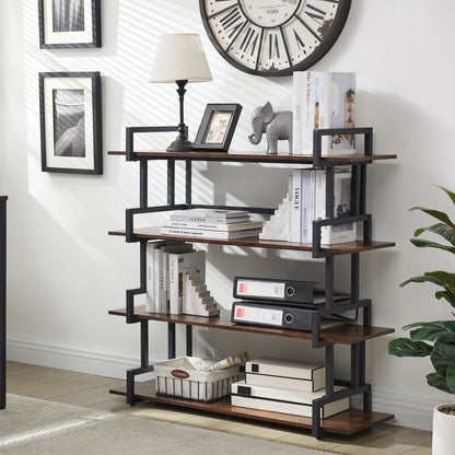 4-storey office bookshelf, rural wooden metal bookshelf, independent open bookshelf, industrial high angle bookshelf - Tampa Home & Garden Store