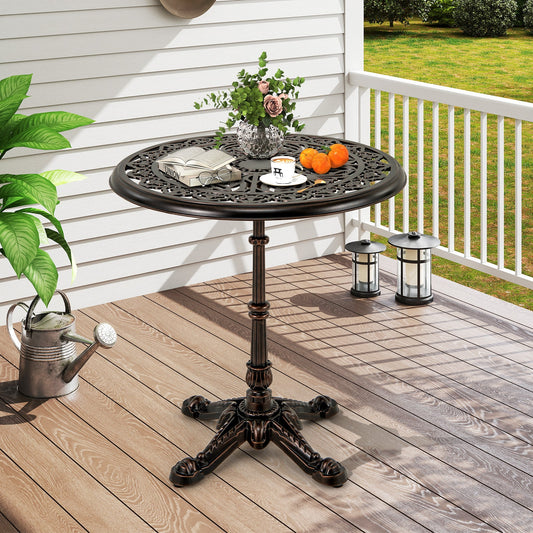 27Inch Round Cast Aluminum Patio Bistro Table with Hollow Top-Copper - Tampa Home & Garden Store