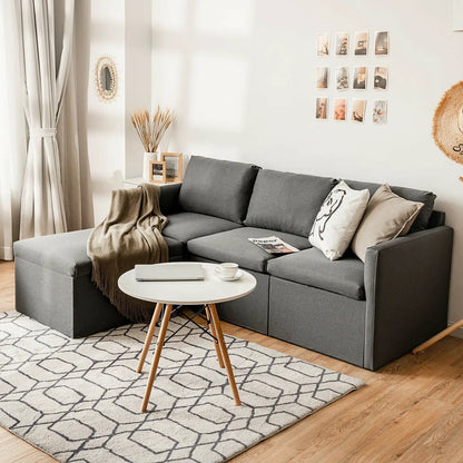 Convertible L-Shaped Sofa with Reversible Chaise