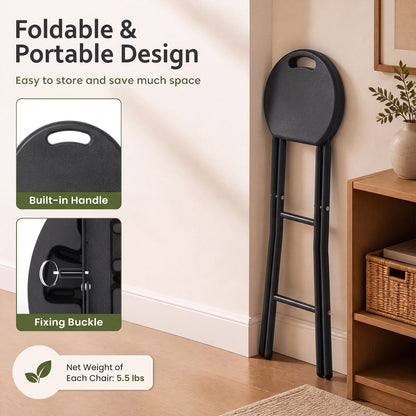 27.5in folding bar stool with black HDPE seat and carry handle, steel frame DirectDeals on Tampa Home & Garden Store