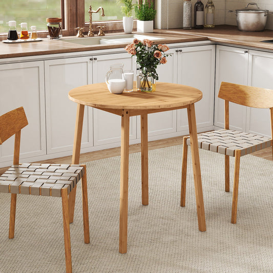 27.5 Inch Round Bamboo Dining Table for 2-4 Person-Natural - Tampa Home & Garden Store