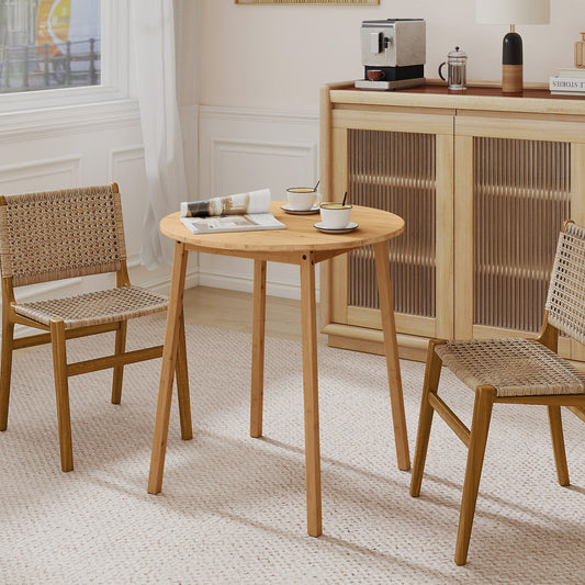 27.5 Inch Round Bamboo Dining Table for 2-4 Person-Natural - Tampa Home & Garden Store