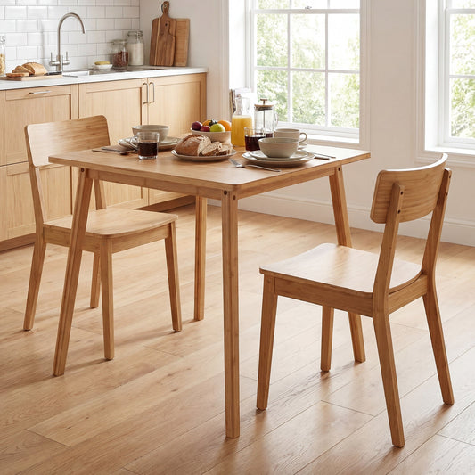 27.5 Inch Square Bamboo Dining Table for 2-4 People-Natural - Tampa Home & Garden Store