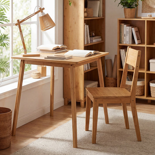 27.5 Inch Square Bamboo Dining Table for 2-4 People-Natural - Tampa Home & Garden Store