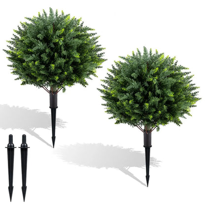 Artificial Cypress Topiary Trees 27.5 Inches Set 2