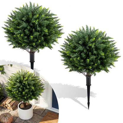 Artificial Cypress Topiary Trees 27.5 Inches Set 2