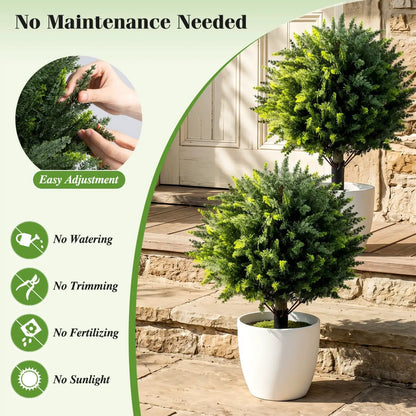 Artificial Cypress Topiary Trees 27.5 Inches Set 2