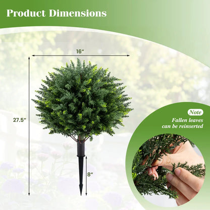 Artificial Cypress Topiary Trees 27.5 Inches Set 2