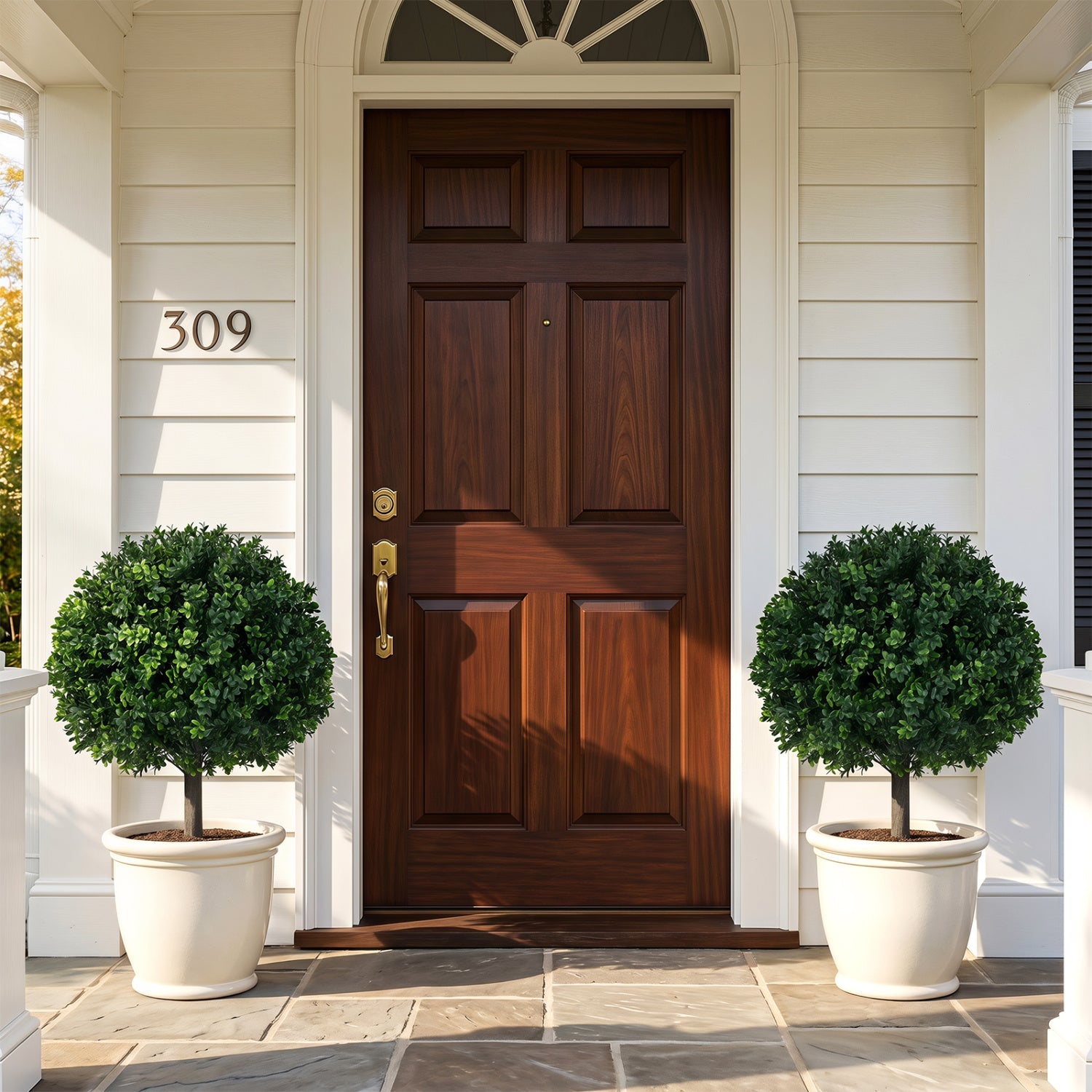 Artificial Green Boxwood Topiary Trees 27in set of 2 with ground spikes DirectDeals on Tampa Home & Garden Store