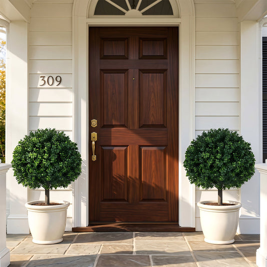 Artificial Green Boxwood Topiary Trees 27in set of 2 with ground spikes DirectDeals on Tampa Home & Garden Store