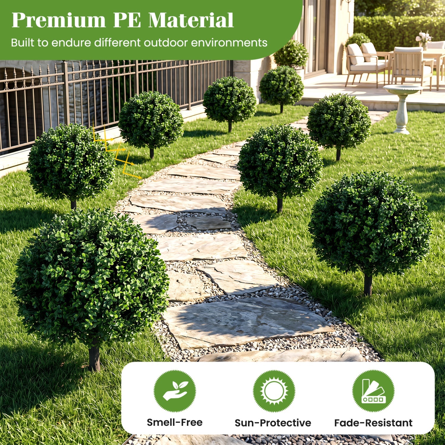 Artificial Boxwood Topiary Trees 27in set of 2 with ground spikes DirectDeals on Tampa Home & Garden Store