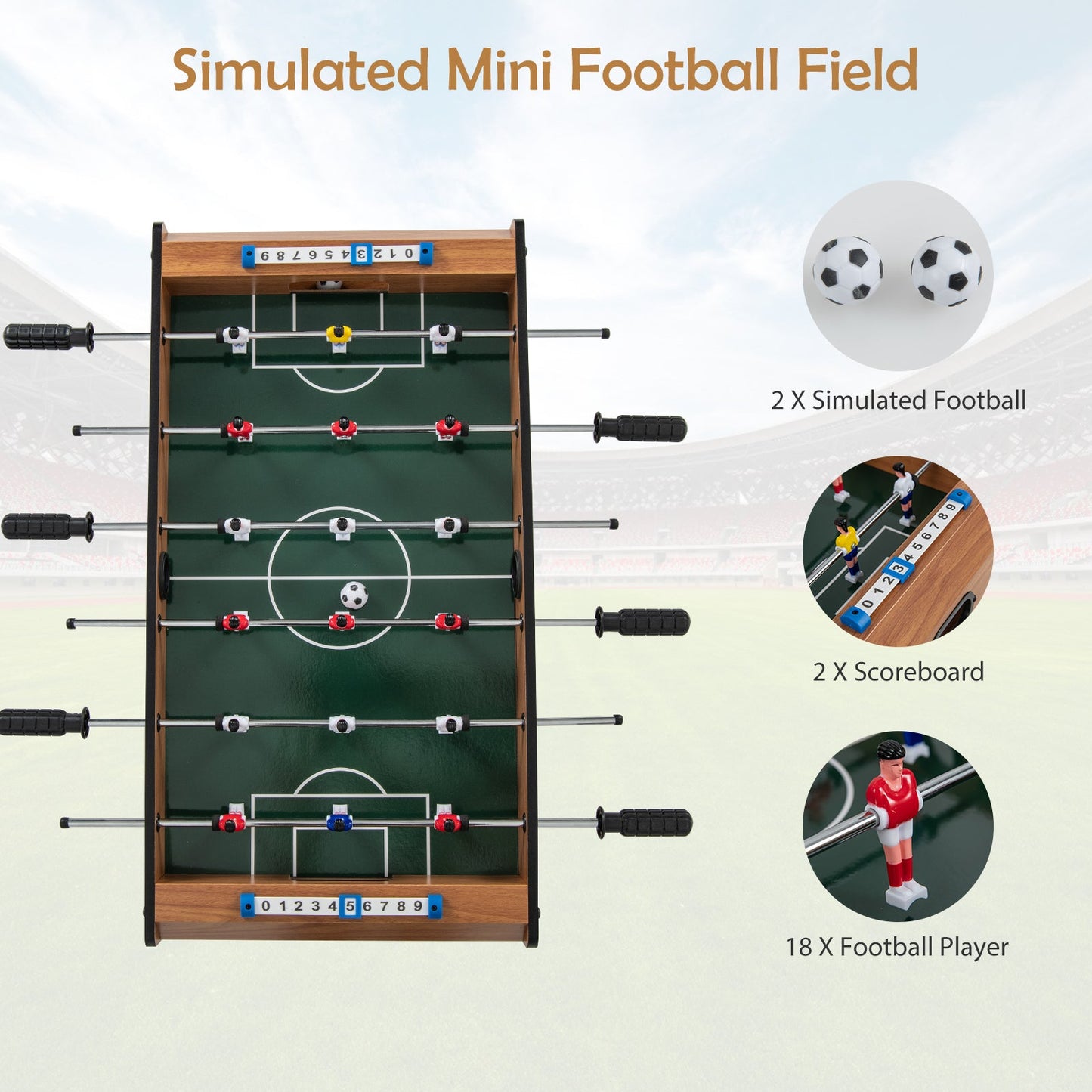 27 Inch Foosball Table Mini Tabletop Soccer Game