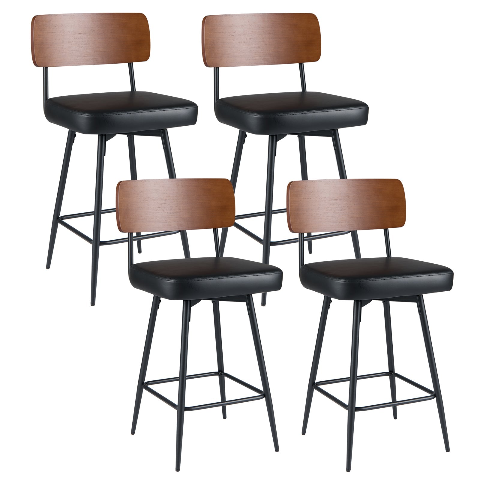 27 Inch Padded Counter Barstools Set of 4 with Metal Legs - Tampa Home & Garden Store